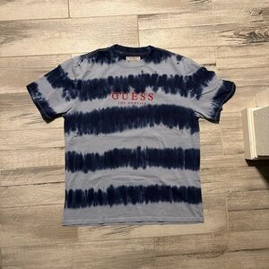 GUESS Men’s Navy & Light Blue Tie-Dye Logo Tee